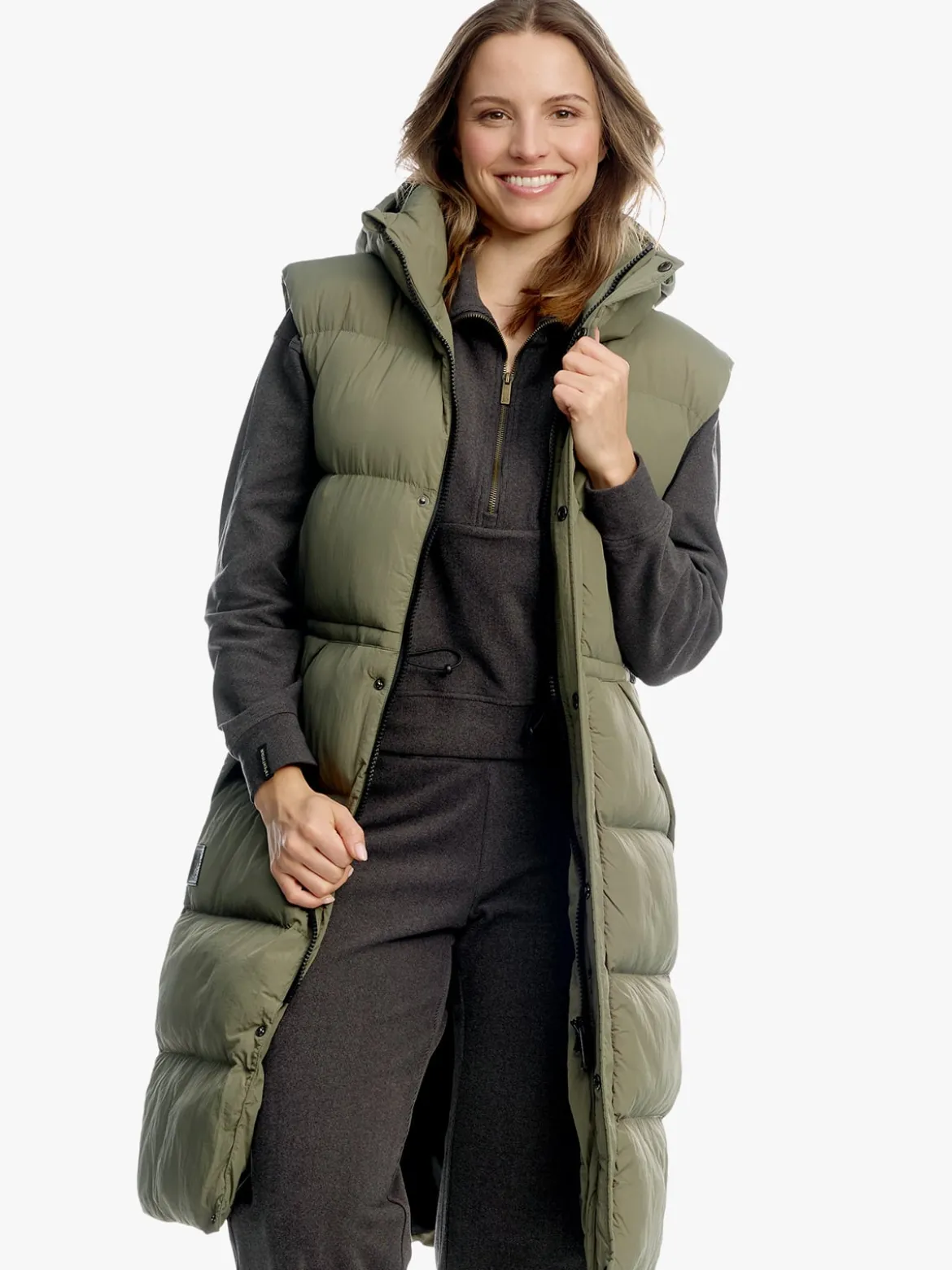 Mode Eva Puffy Vest D Lang vattert vest til dame