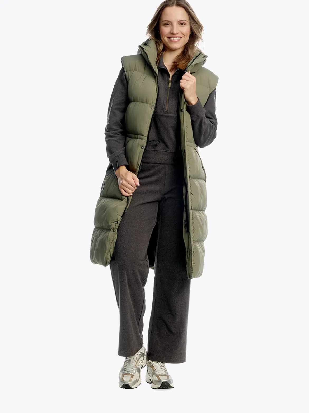 Mode Eva Puffy Vest D Lang vattert vest til dame