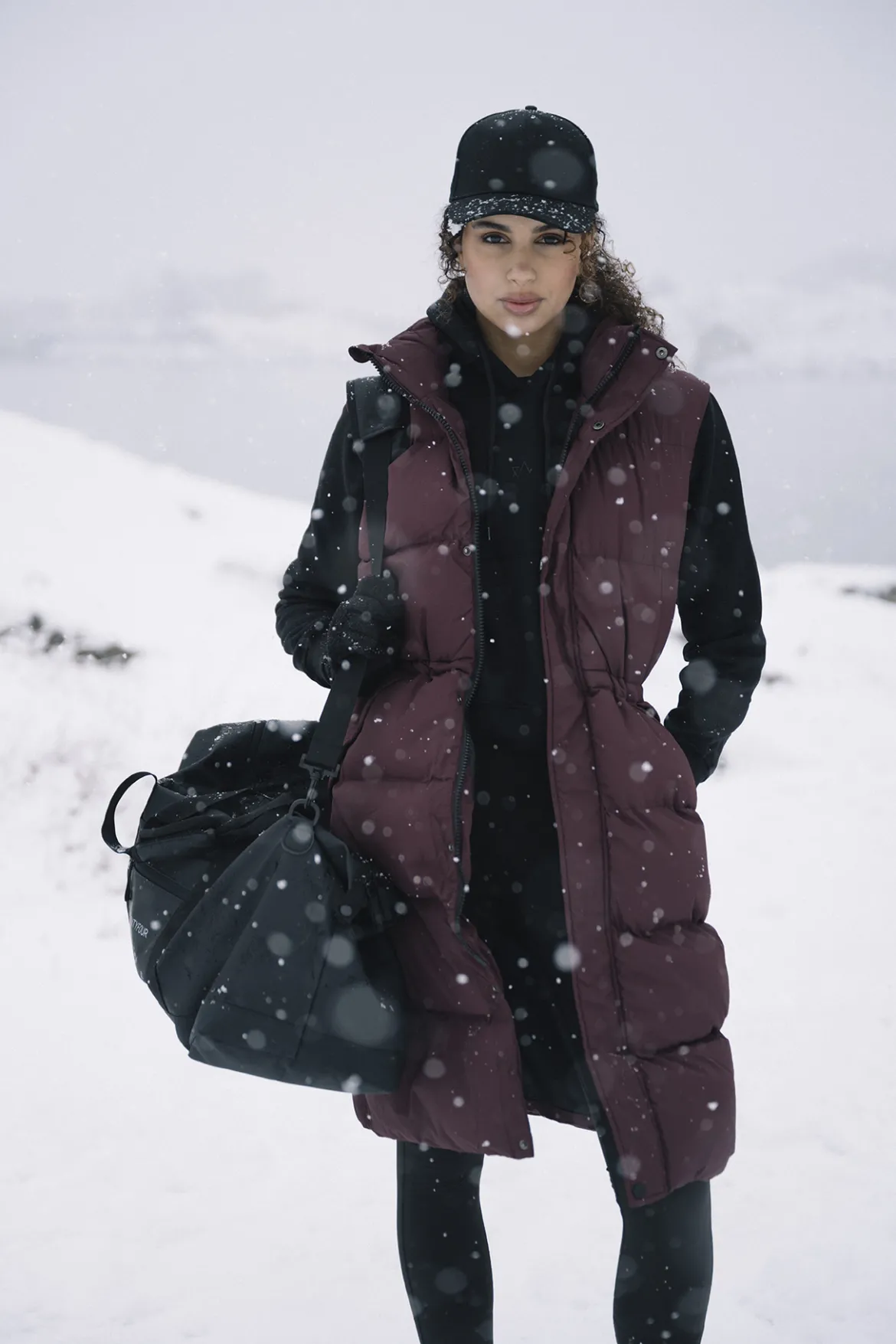 Mode Eva Puffy Vest D Lang vattert vest til dame