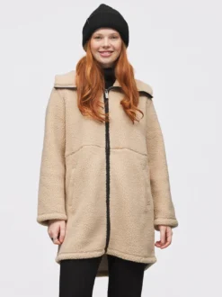 Mode Teddy Kåpe D Varm teddyfleece-kåpe