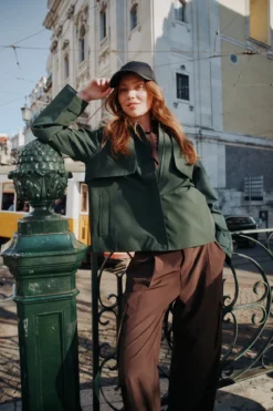 Mode Trench Jakke D Kort trenchcoat til dame