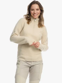Venture Light Strikk D Halfzip genser i ullblanding til dame